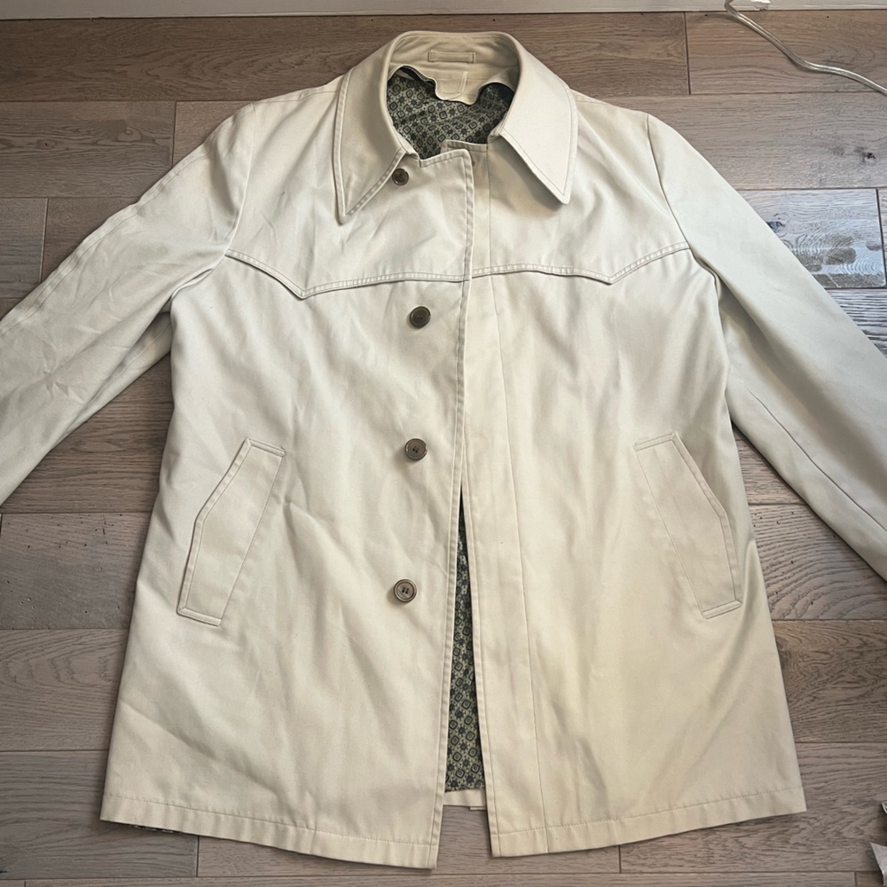 Tan Textured Trench Style w/ Paisley Lining London Fog Jacket, Size 44